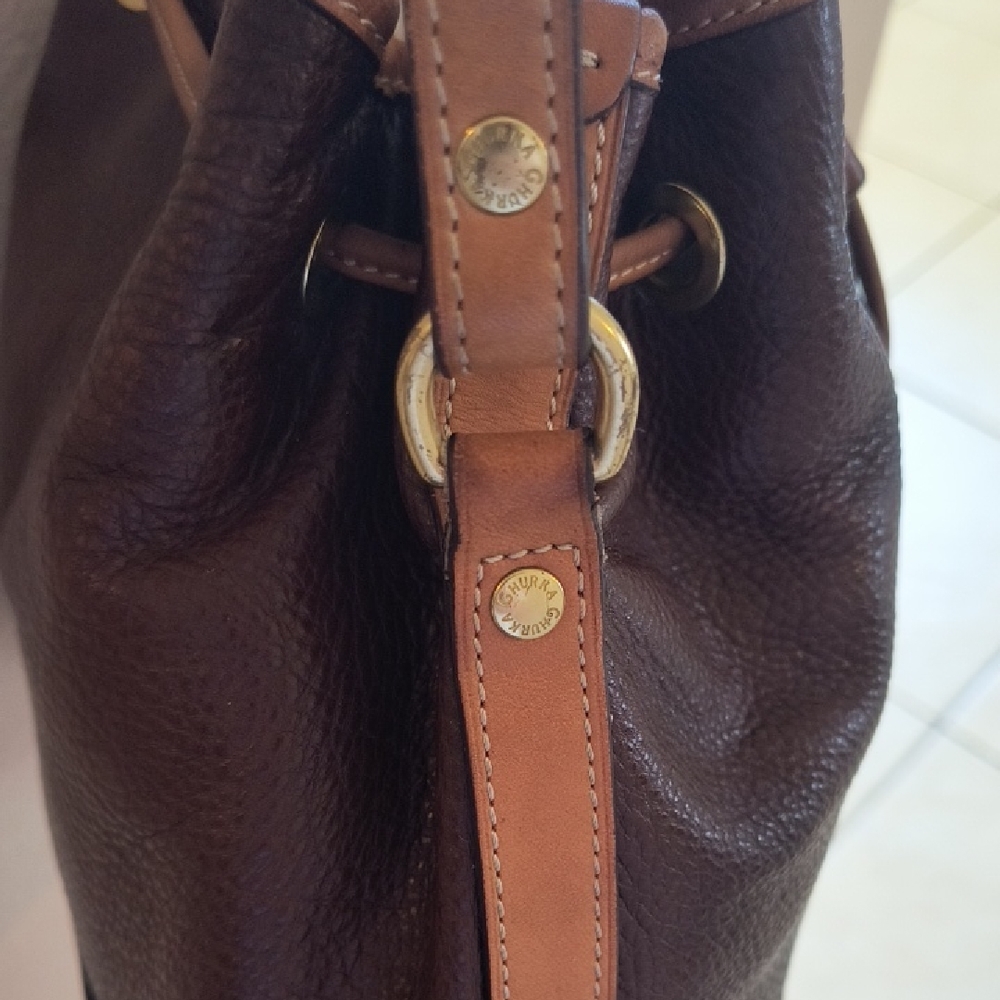 Ghurka Maroon Leather Bucket Bag 11x10x5 - Picture 8 of 16